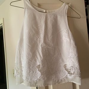 Maison Jules sleeveless white lace top